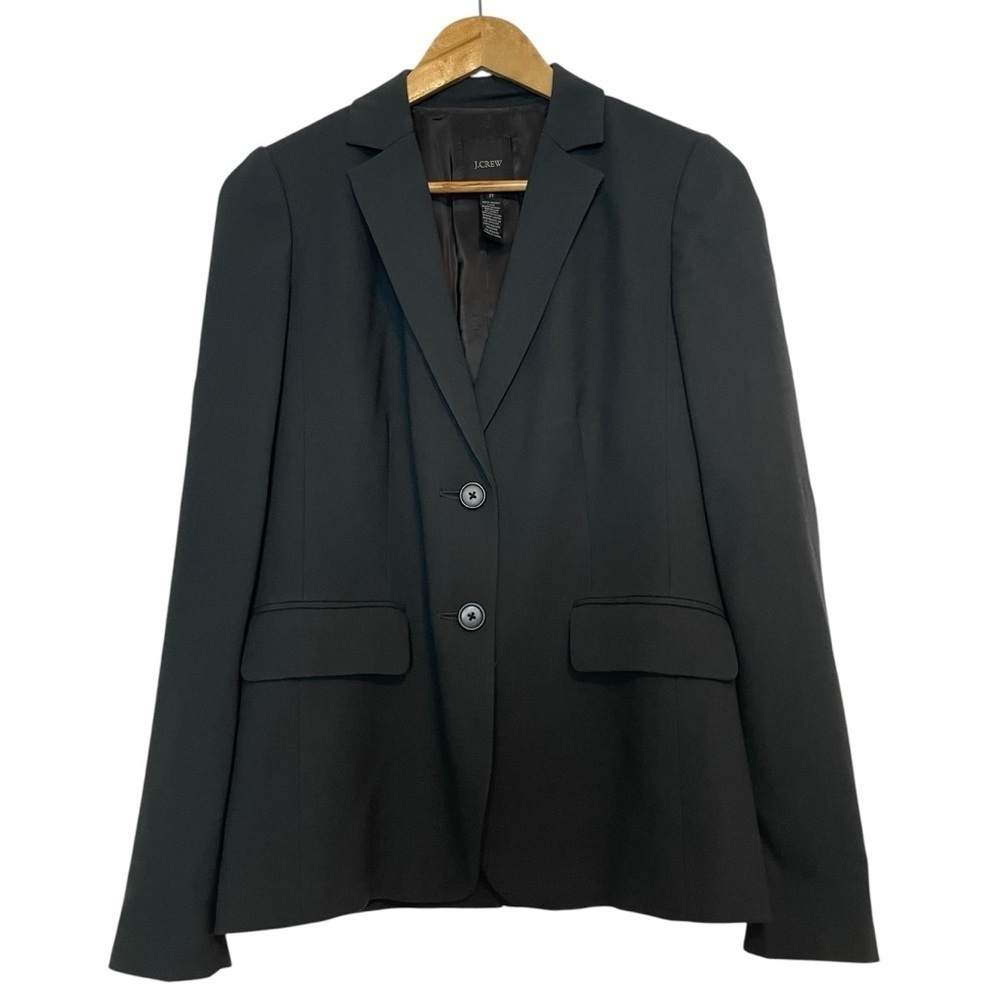 J Crew Women Wool Blazer Dark Grey Classic Crepe 2 Buttons Size 2 Tall